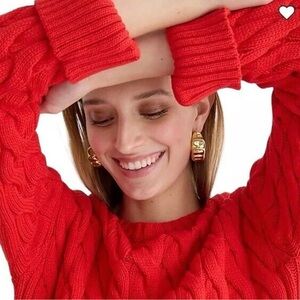 J. Crew Red Cable Knit Sweater • Sz XS/S